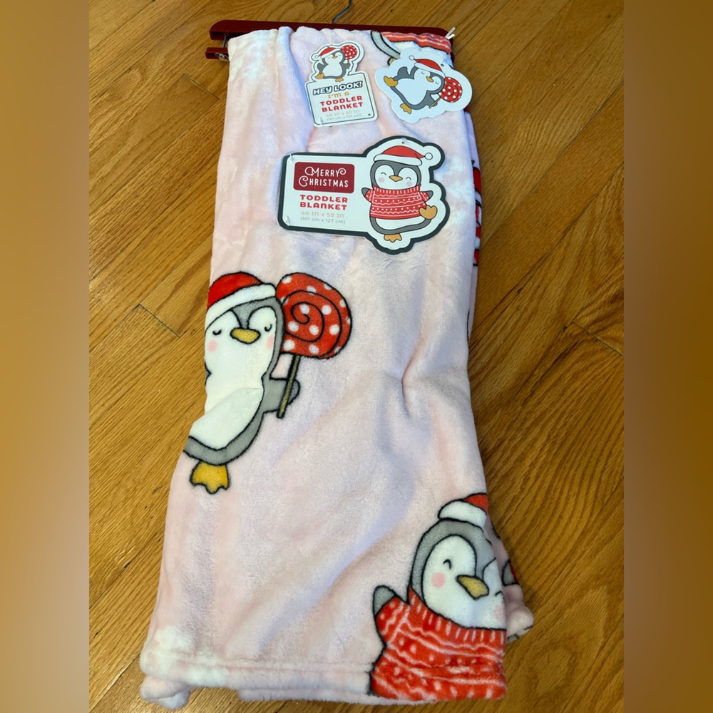 Pink Penguin soft blanket